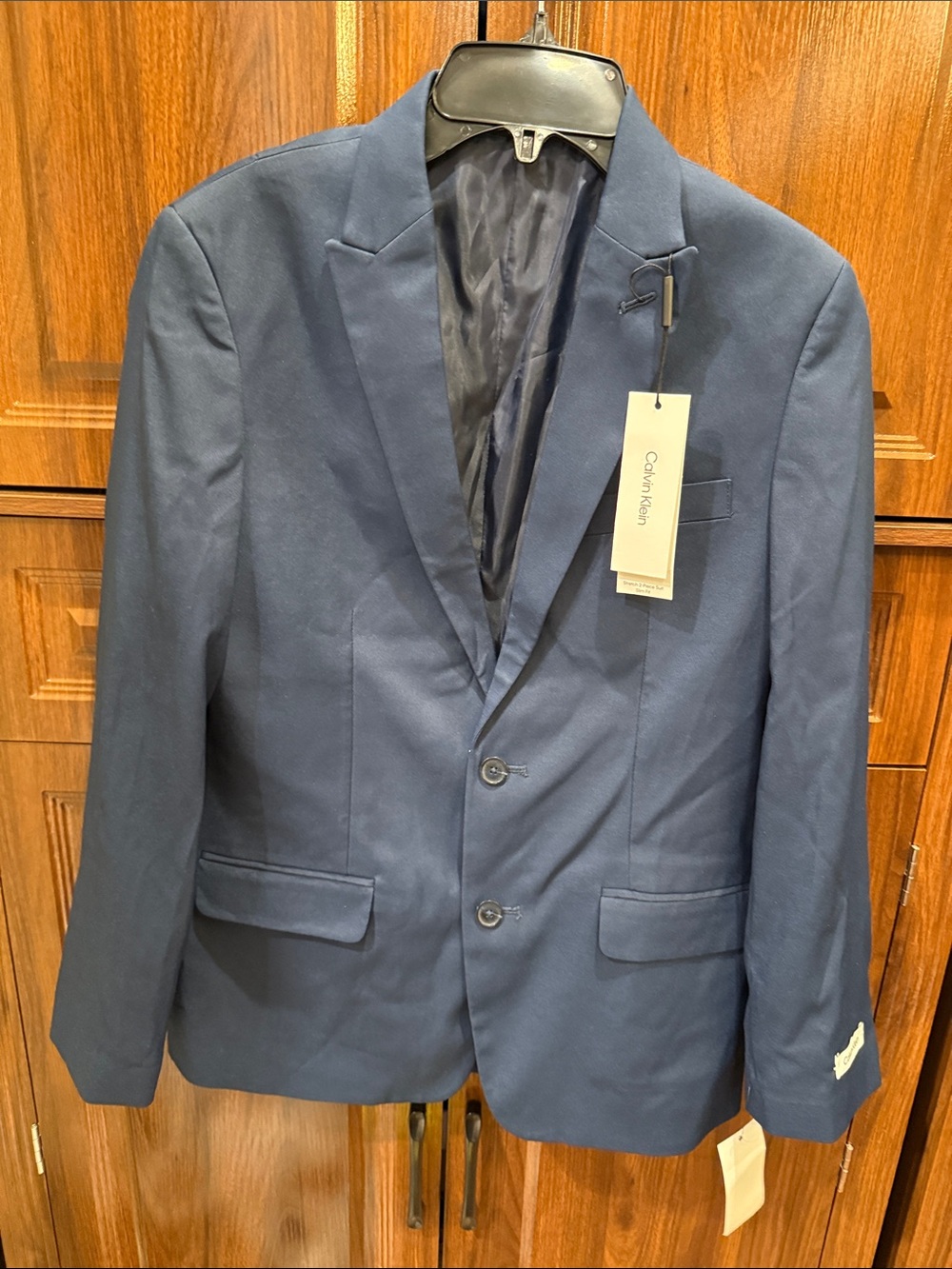 New Calvin Klein Boys Blue Two Button Slim Fit Blazer Suit Jacket Size 14